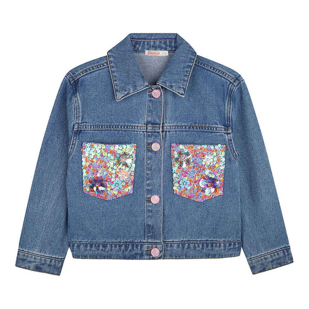 Billieblush Denimjakke - Double Stone/Brush m. Pailletter