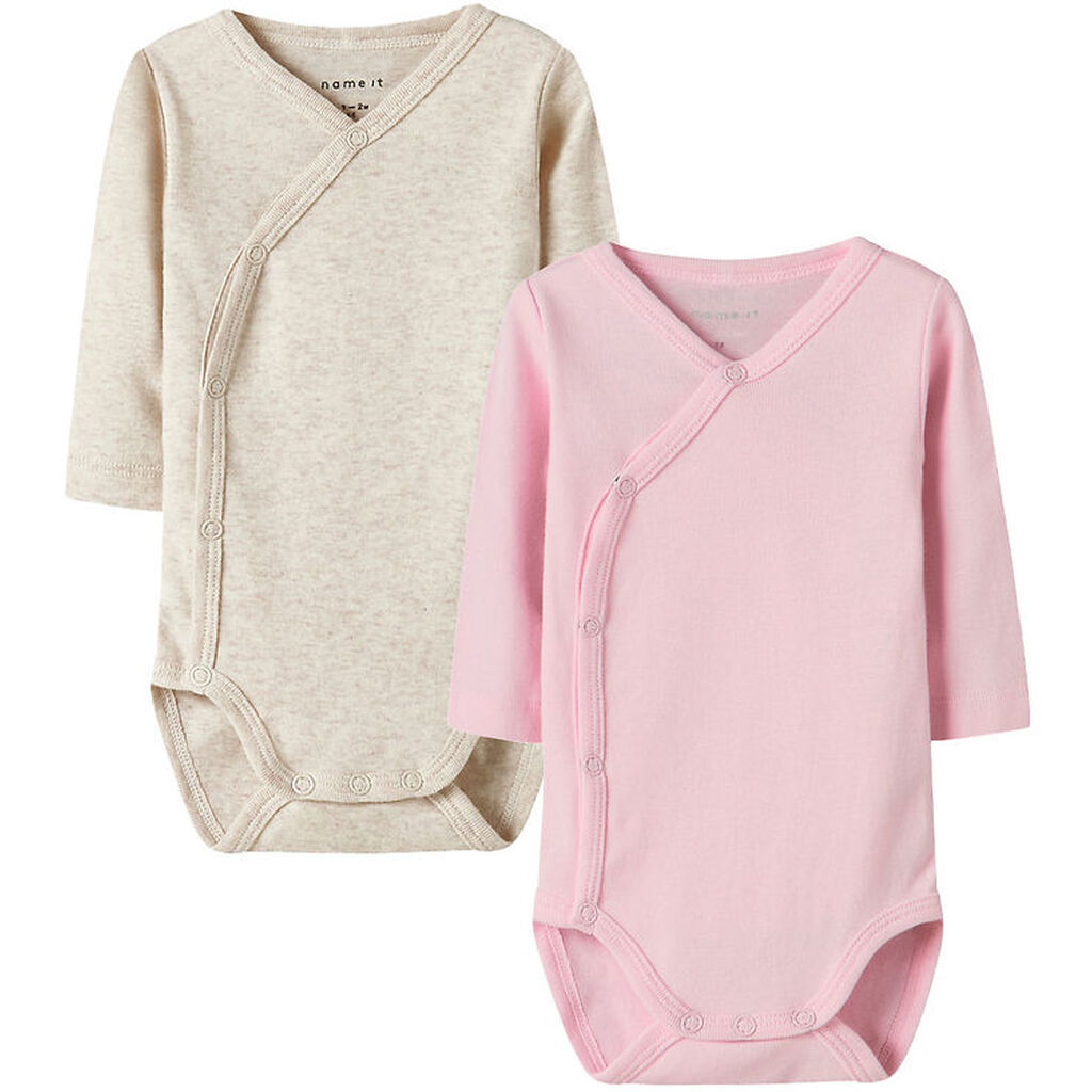 Name It Slå-om Bodyer l/æ - Noos - NbnBody - 2-pak - Pink/Beige