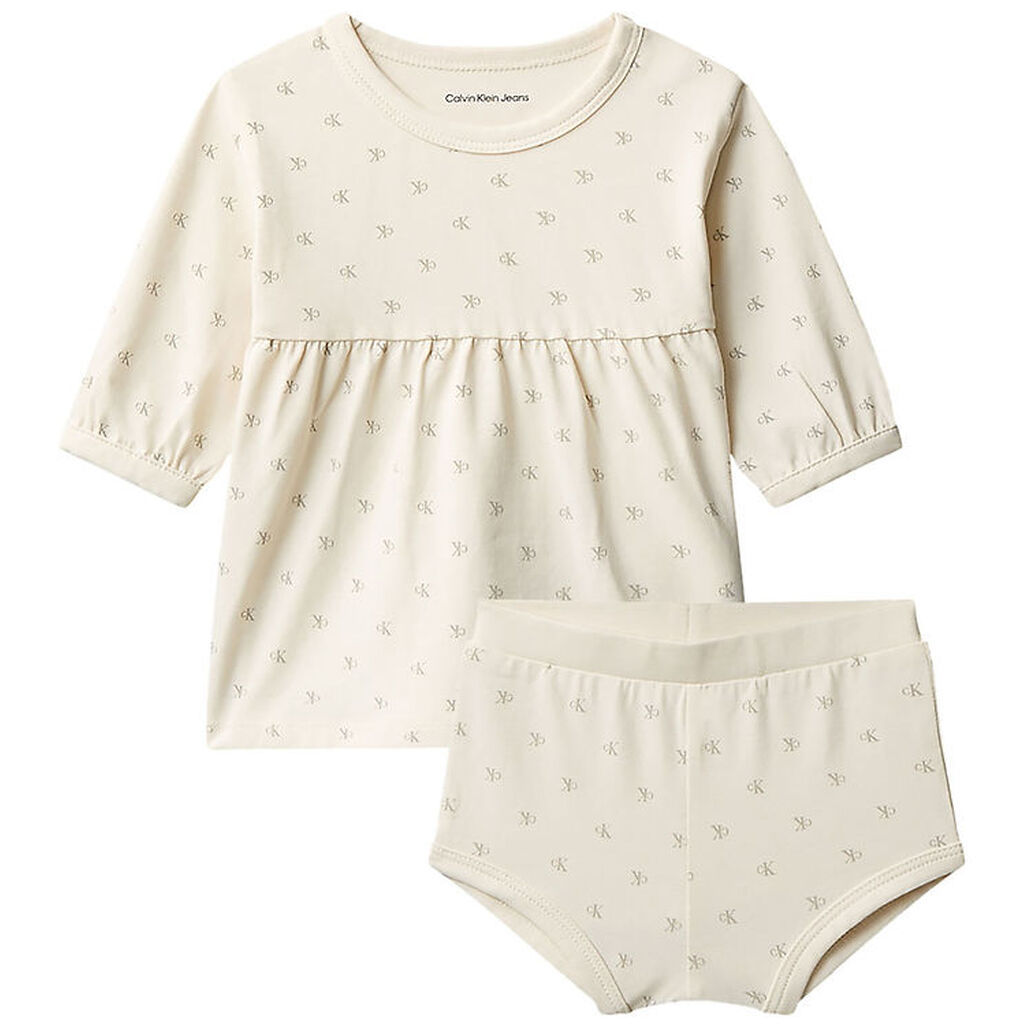 Calvin Klein Sæt - Kjole/Bloomers - Monologo White