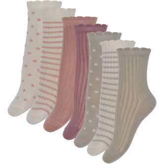 Minymo Strømper - 7-pak - Ash Rose m. Mønster