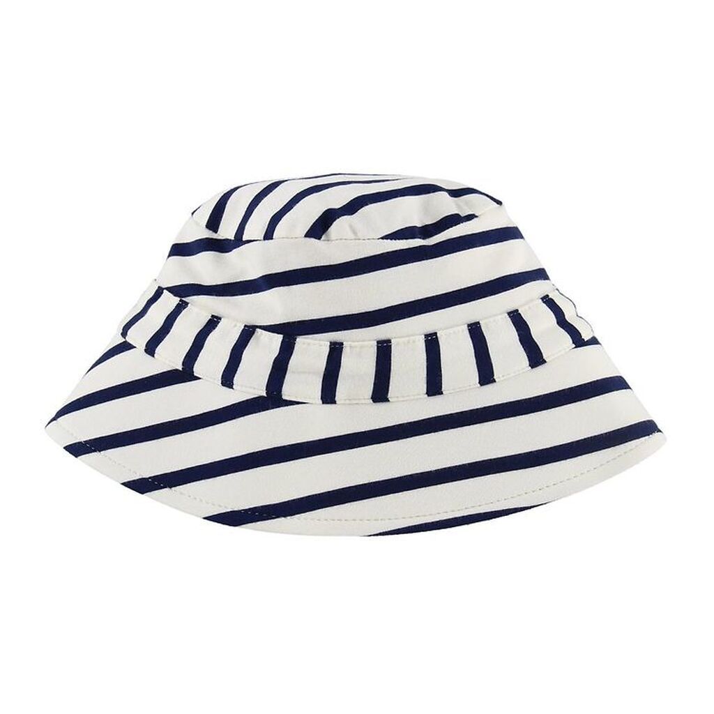 Minymo Bøllehat - Bambus - Hvid/Navystribet