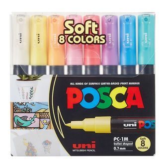 Posca Tuscher - PC-1M - 8 stk. - Afdæmpede Farver