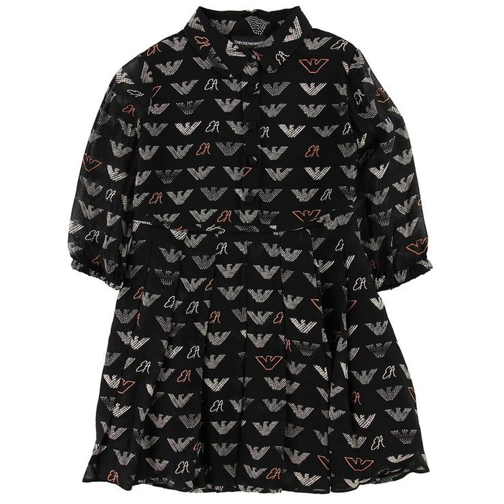 Emporio Armani Kjole - Viskose - Sort m. Allover Logo