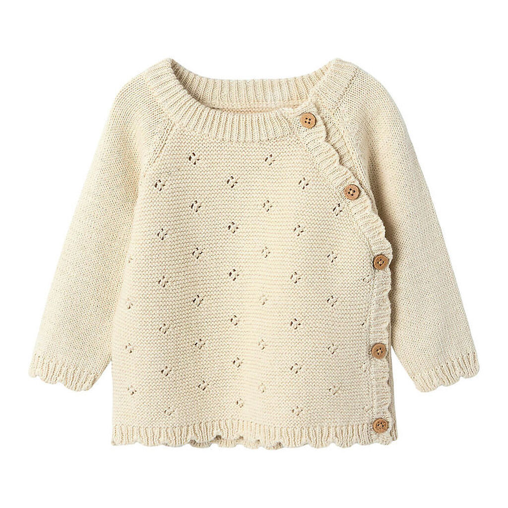 Lil Atelier Bluse - Strik - NbfLaguna - Turtledove m. Hulmønster