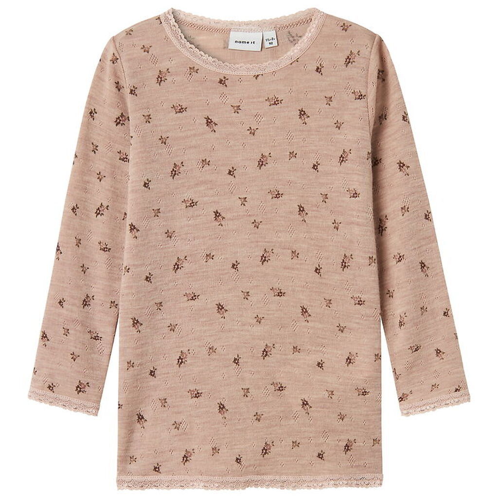 Name It Bluse - Uld - Noos - NmfWang - Shadow Gray/Small flowers