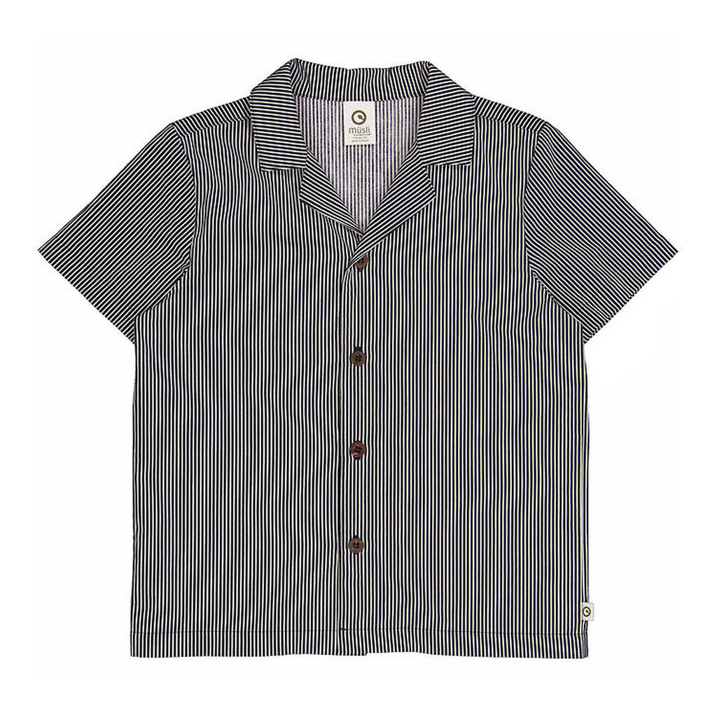 Müsli Skjorte - Poplin Stripe - Balsam Cream/Night Blue