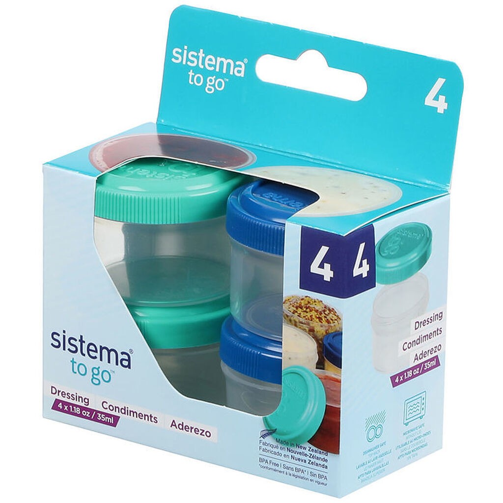 Sistema Beholder - Dressing - To Go - 4-pak - 35 ml - Blå/Grøn