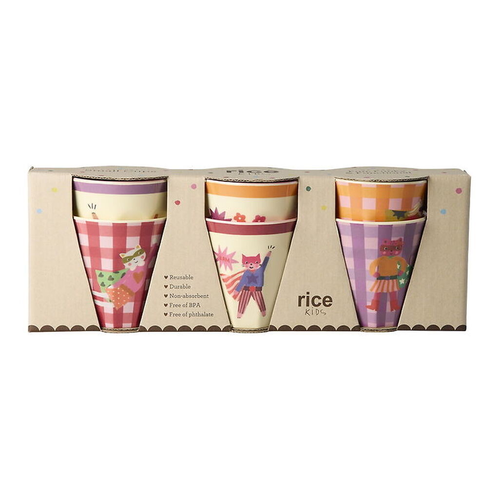 Rice Kopper - Melamin - 6 stk. - 160 ml - Hero Print/Pink