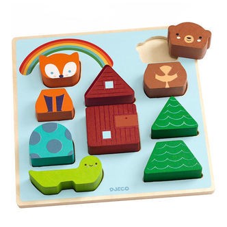 Djeco Puslespil - 10 Brikker - Træ - Rainbow