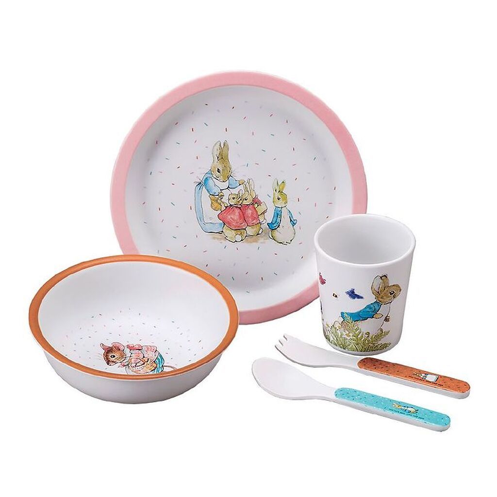 Petit Jour Paris Spisesæt - Melamin - 5 dele - Peter Rabbit
