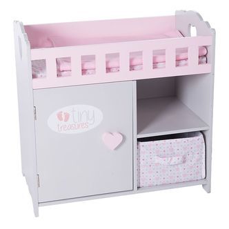 Tiny Treasures Dukketilbehør - Puslebord - Grå/Rosa