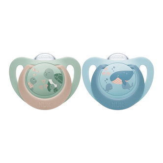 Nuk Sutter - 2-pak - First Choice - Turtle/Whale - Grøn/Blå