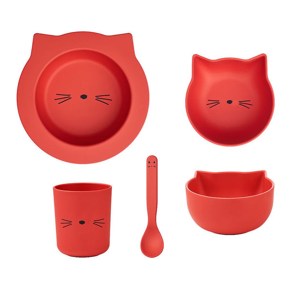 Liewood Spisesæt - Joana - 4 Dele - Cat Apple Red