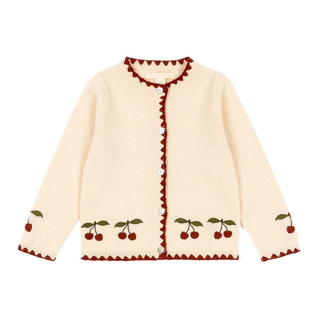Konges Sløjd Cardigan - Uld - Collette - Off White m. Kirsebær