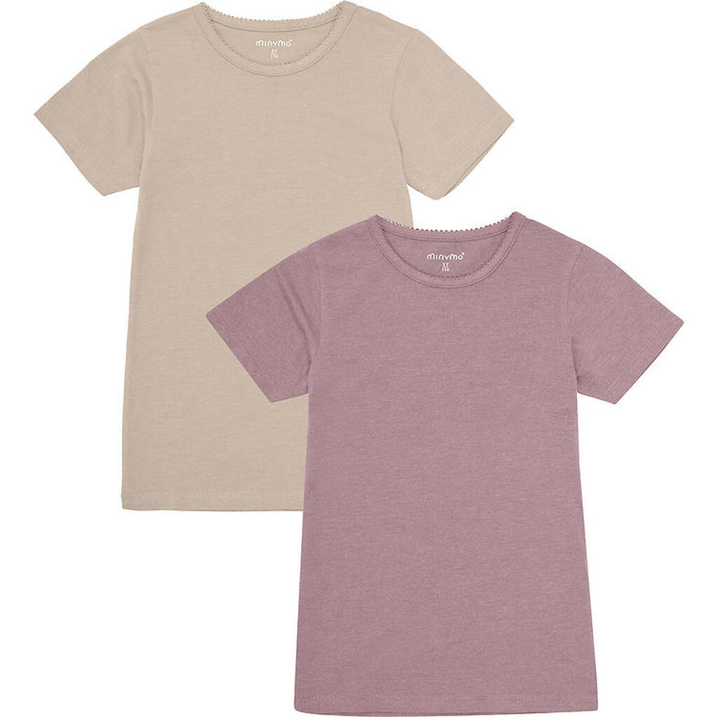 Minymo T-shirts - 2-pak - Elderberry/Rainy Day