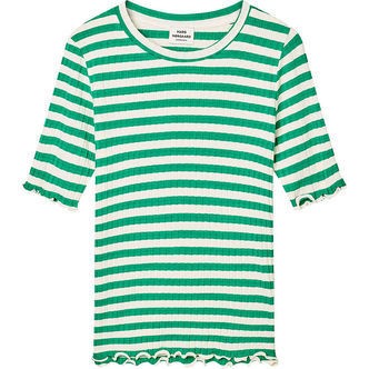 Mads Nørgaard T-shirt - Rib - Tuviana - Vanilla Ice/Verdant Gree