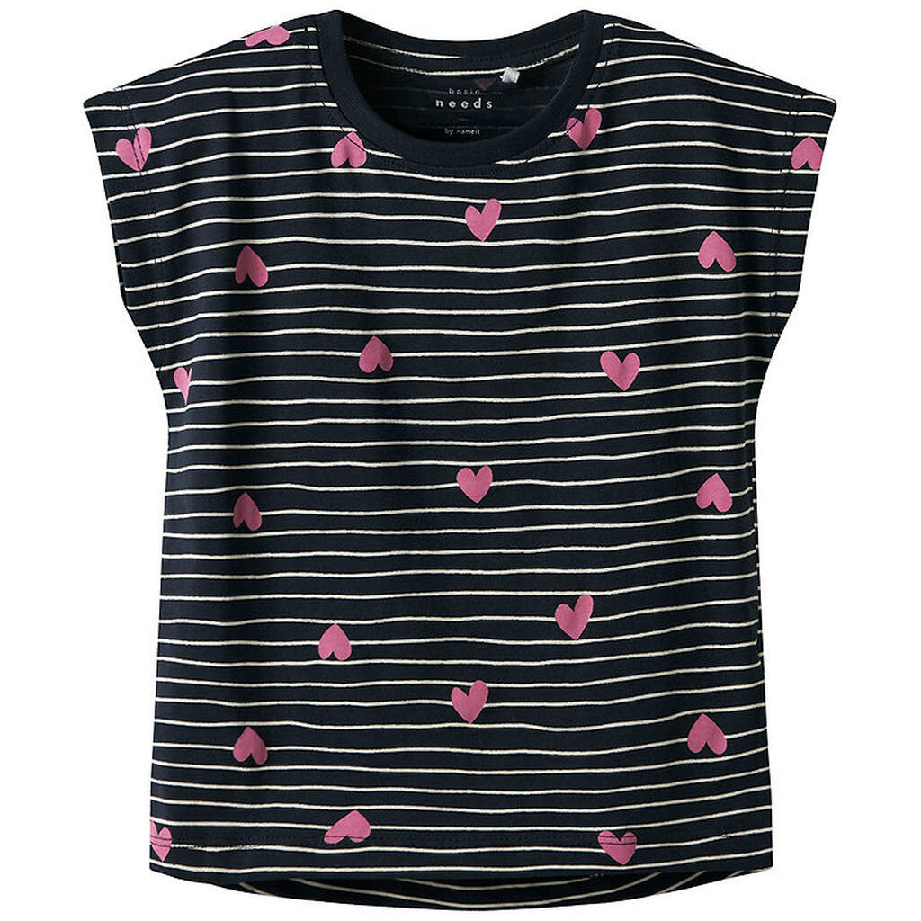 Name It T-shirt - NmfVigga - Dark Sapphire/Hearts