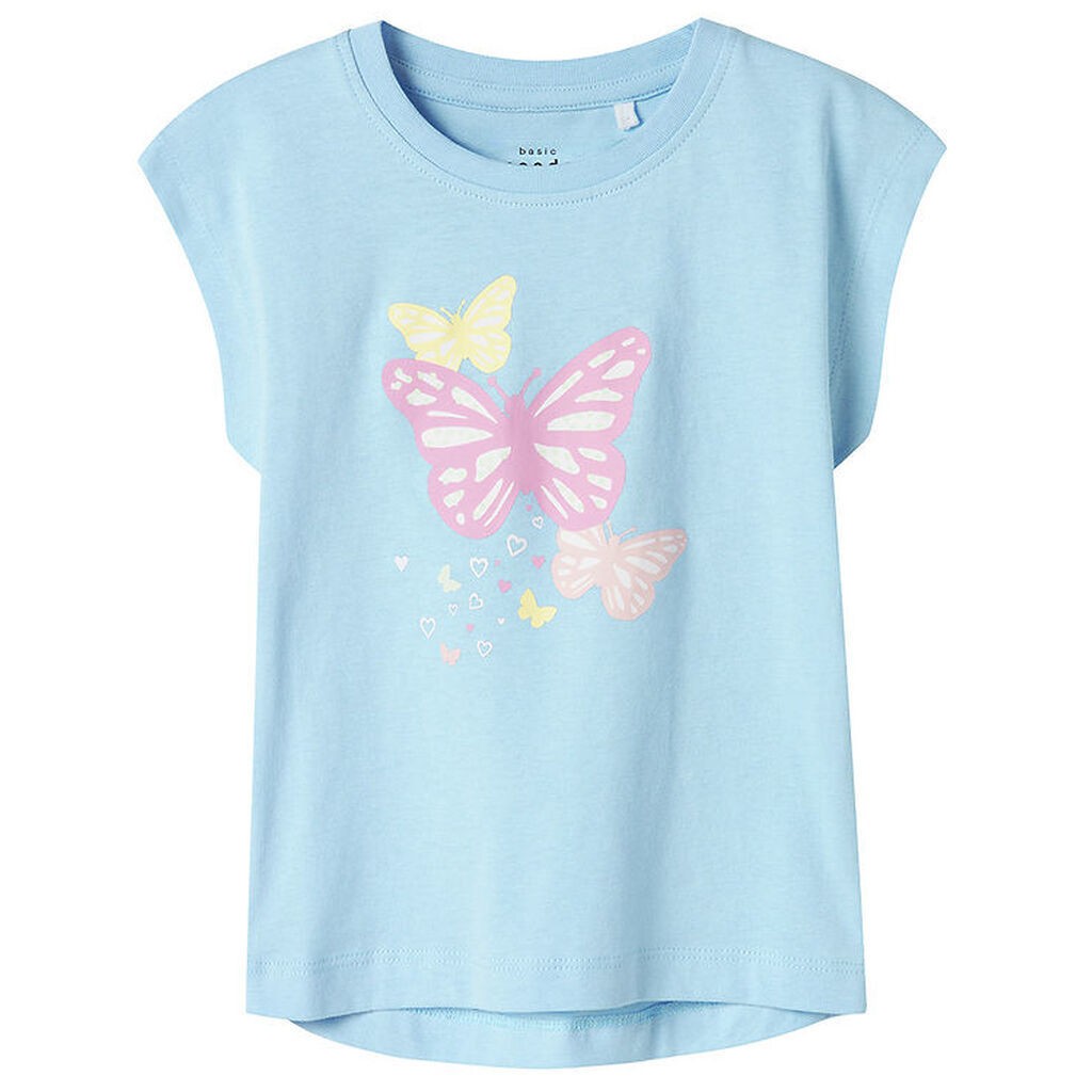 Name it T-shirt - NmfVigea - Chambray Blue/Butterflies