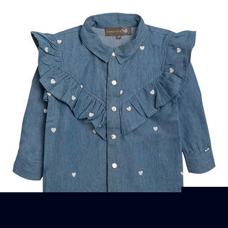 Hanevild Skjorte - Heart - Denim m. Hjerter
