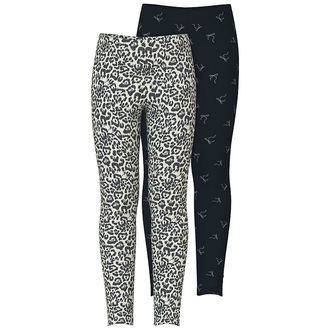 Name It Leggings - 2-pak - NkfVivian - Lysegråmeleret/Sort m. Le