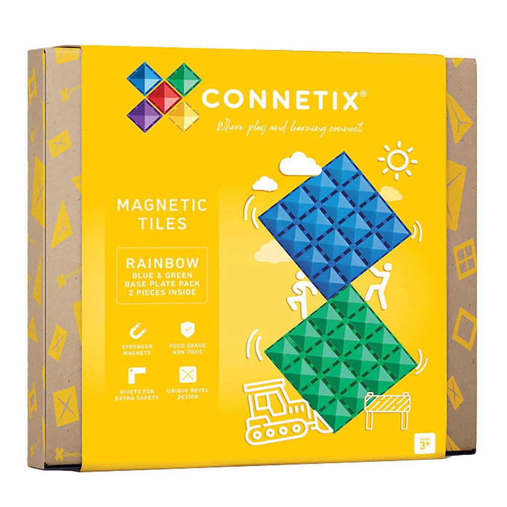Connetix Magnetplader - 2 Dele - Blå og Grøn