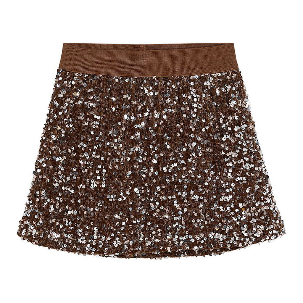 Minymo Nederdel - Velour - Woodrose m. Pailletter