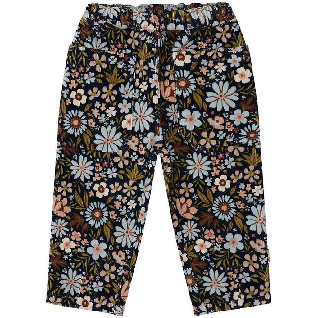 Hust and Claire Fløjlsbukser - HCTammy - Light Blue m. Blomster