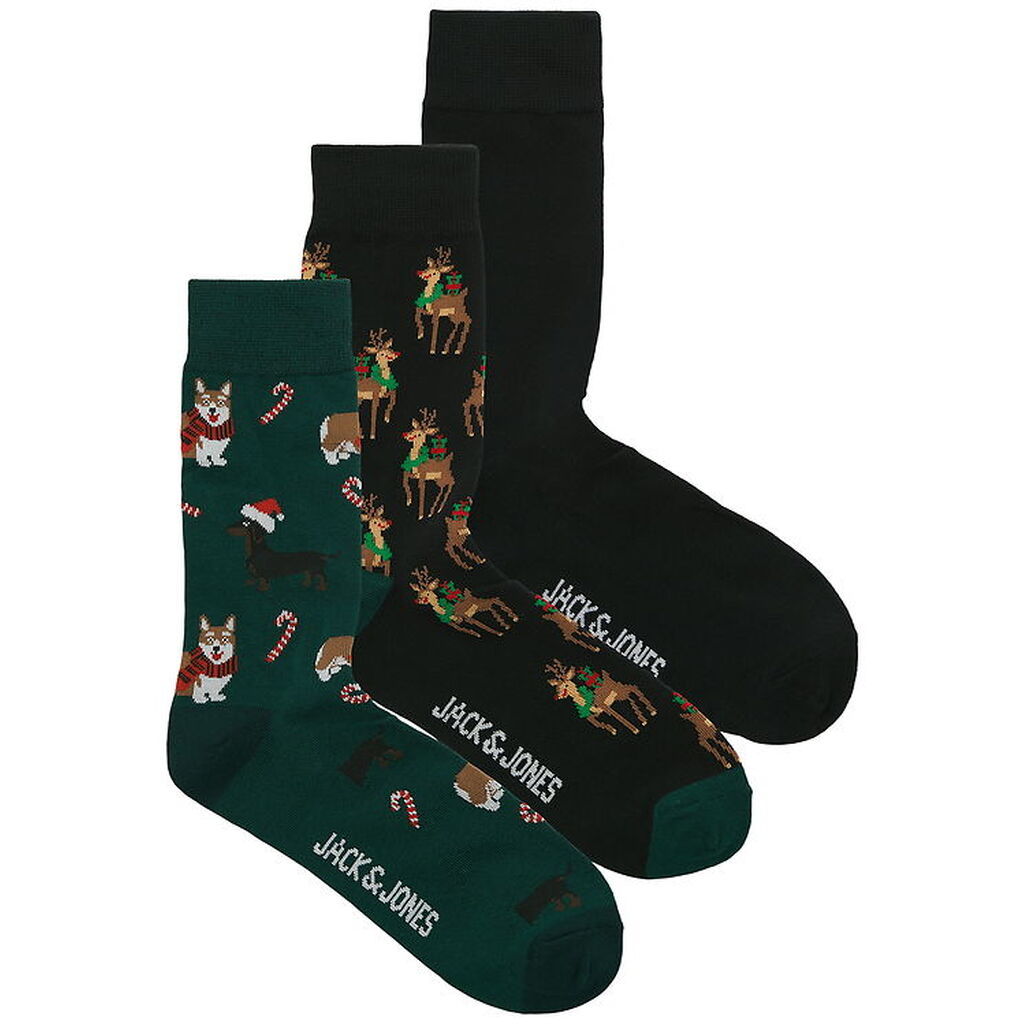 Jack & Jones Strømper - JacXmas - 3-pak - Scarab/Black