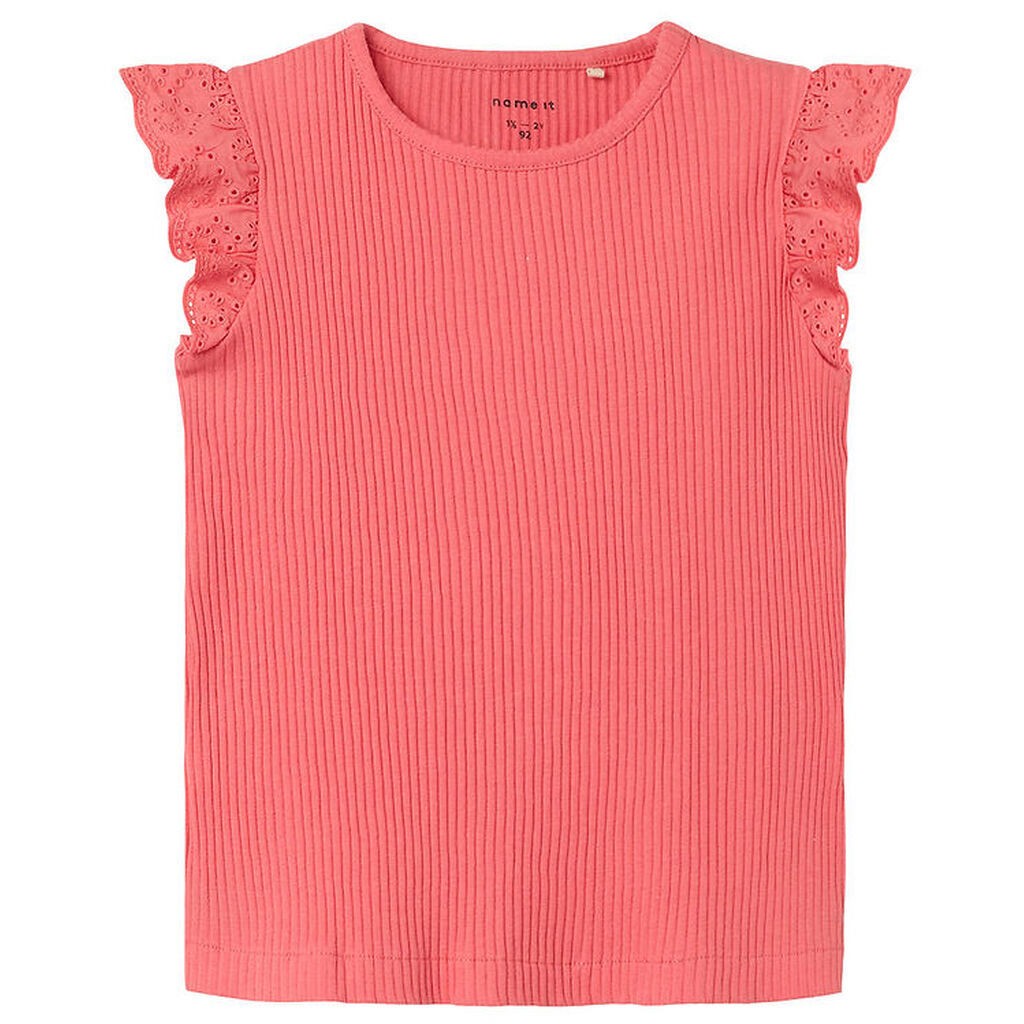 Name It T-shirt - Rib - NmfHalina - Spiced Coral m. Blonder