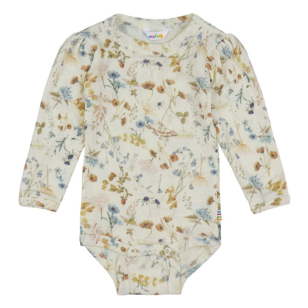 Joha Body l/æ - Uld - Off White m. Blomster