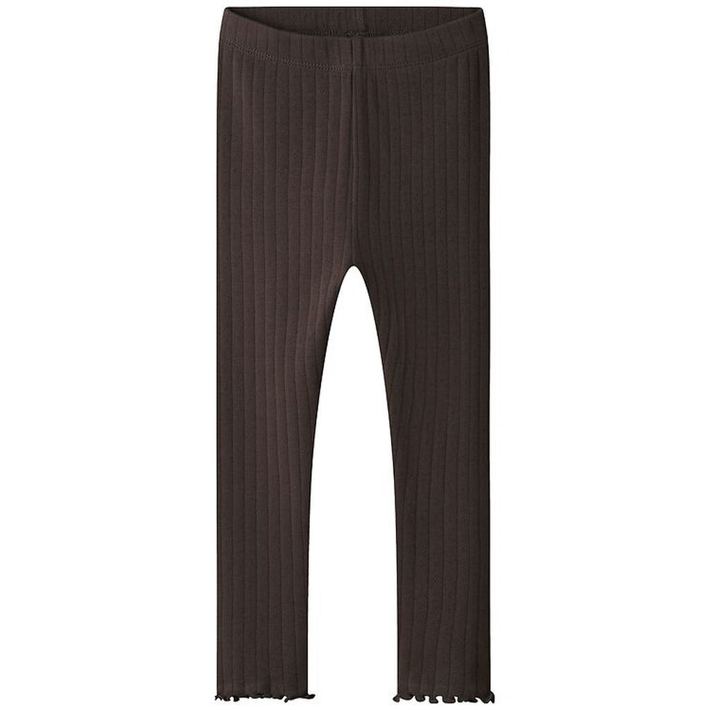 Name It Leggings - Rib - NmfLalla - Seal Brown m. Hulmønster