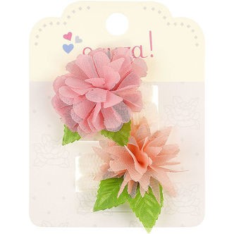 Souza Hårelastikker - 4 Stk. - Hvid/Rosa m. Blomster