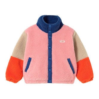 Tiny Cottons Fleecejakke - Color Block Polar - Mørkeblå