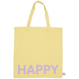 Design Letters Shopper - Happy - Gul m. Lilla