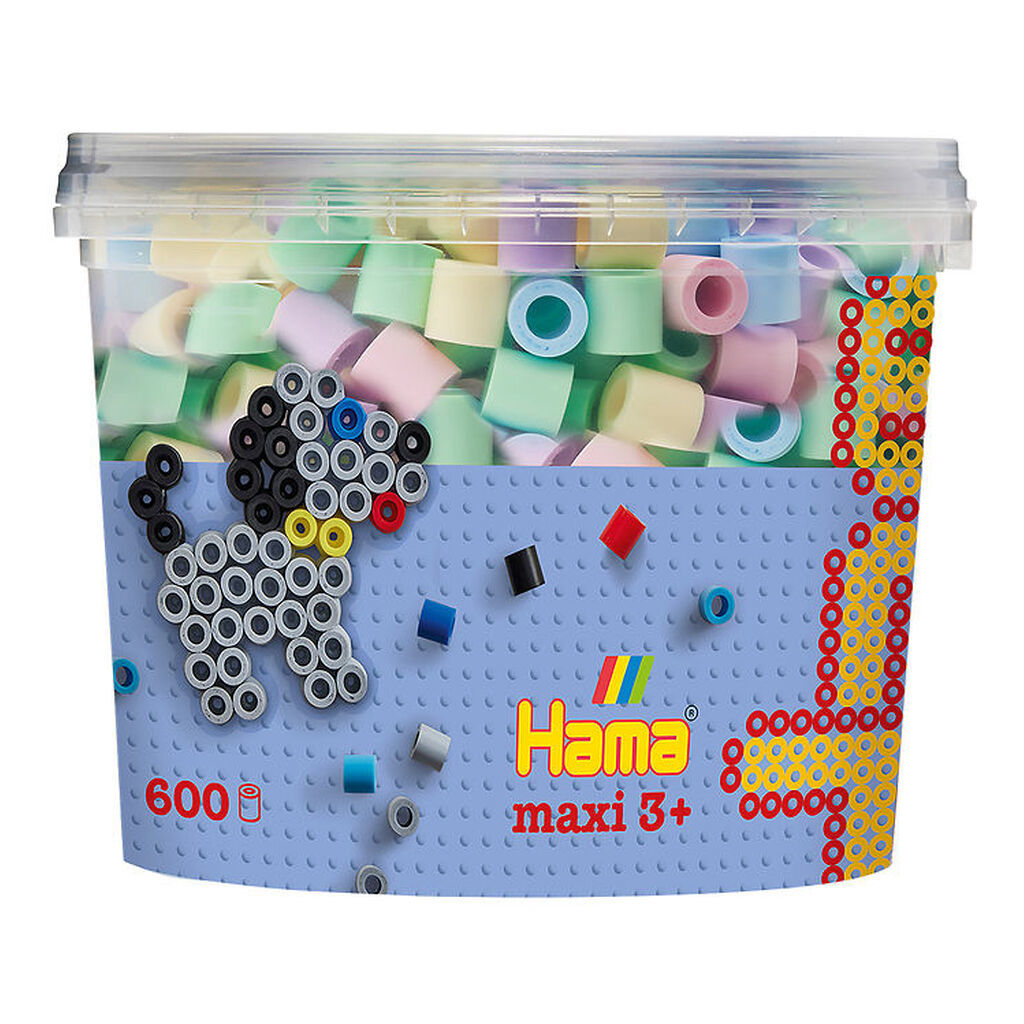 Hama Maxi Perler - 600 stk. i Bøtte - Mix 52