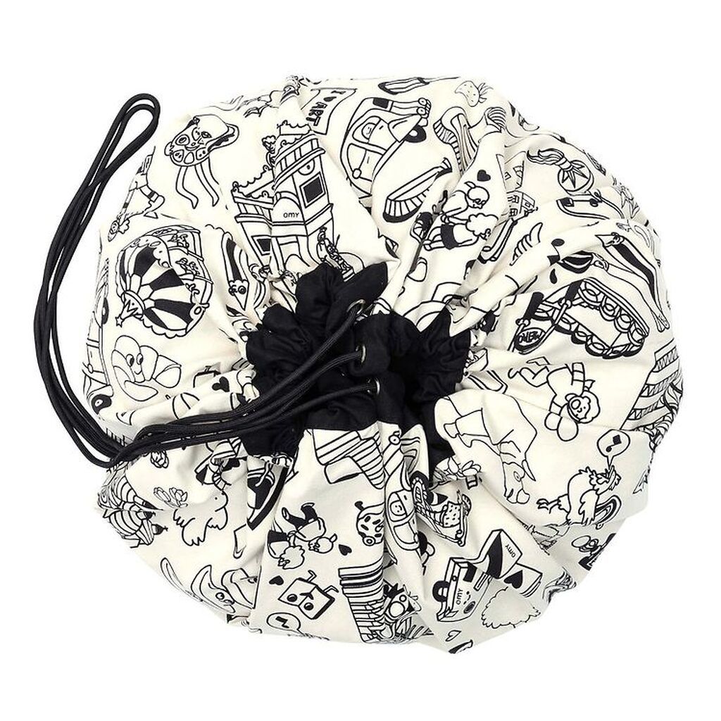 Play&Go x OMY Legetøjstæppe m. Stoftuscher - Ø140 cm - Paris