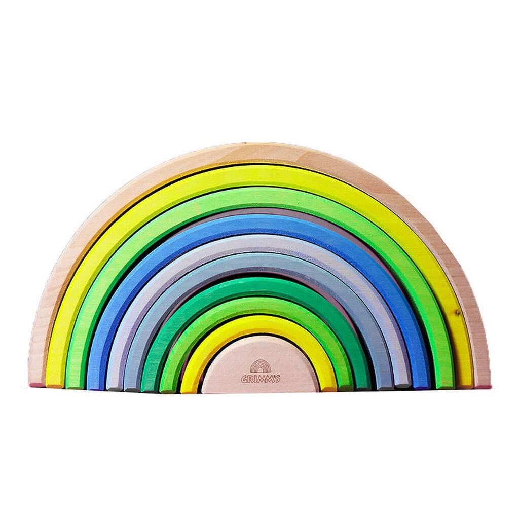 Grimms Trælegetøj - Regnbue - 10 Dele - Neongrøn