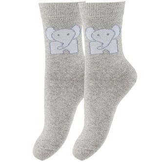 Fuzzies Strømper - 2-Pak - Lysegrå m. Elefanter