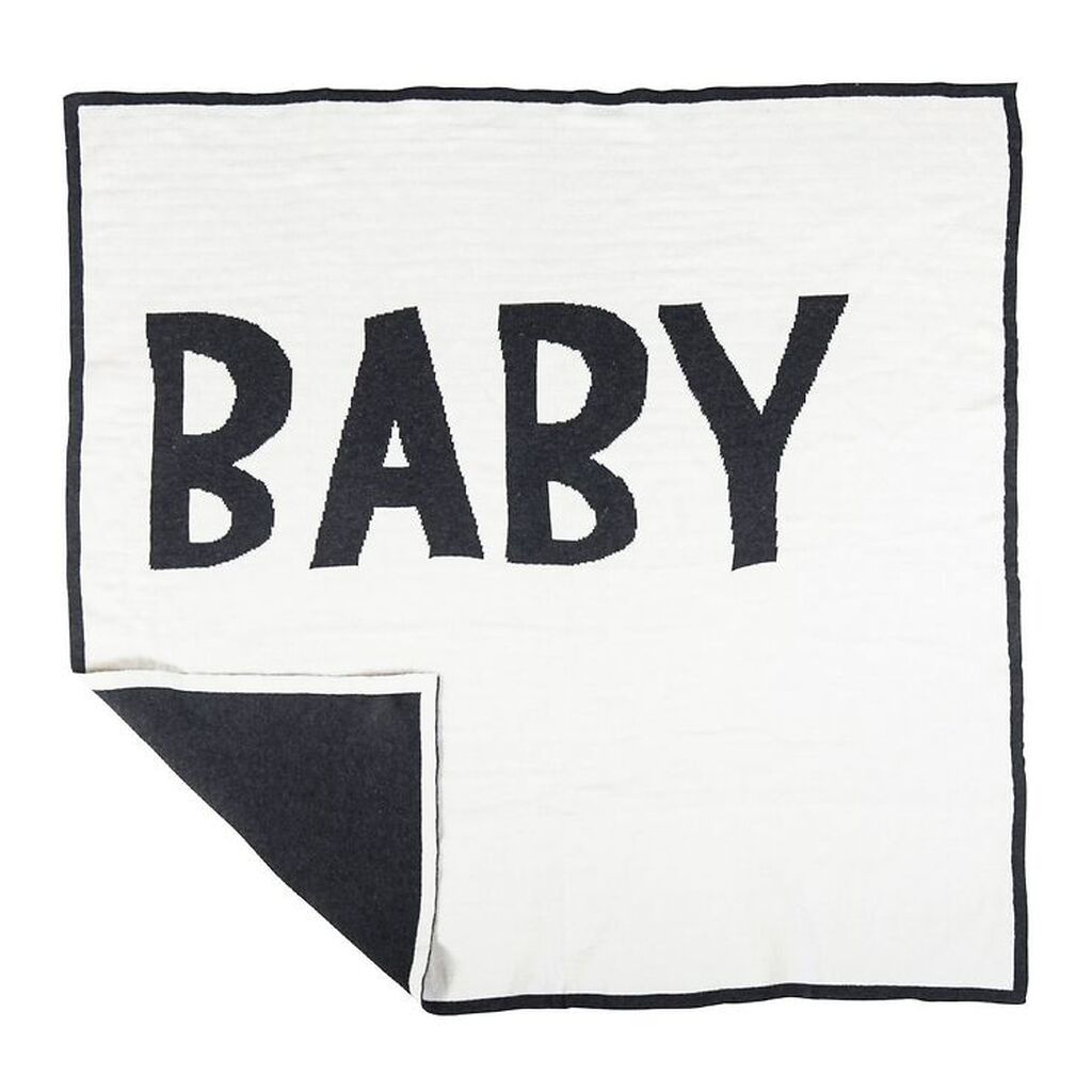 Sebra Strikket Babytæppe - 80x80 - Creme/Koksgrå