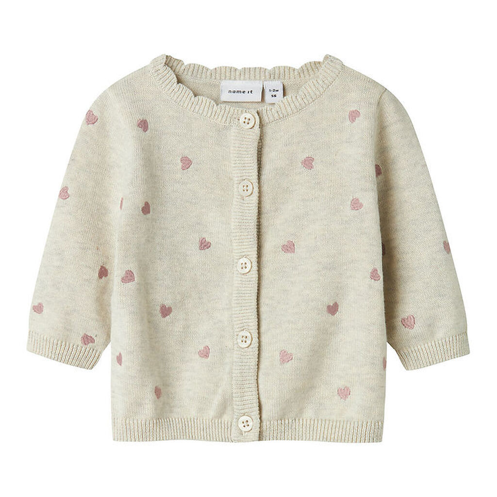 Name It Cardigan - Strik - NbfFisilly - Peyote Melange m. Hjerte
