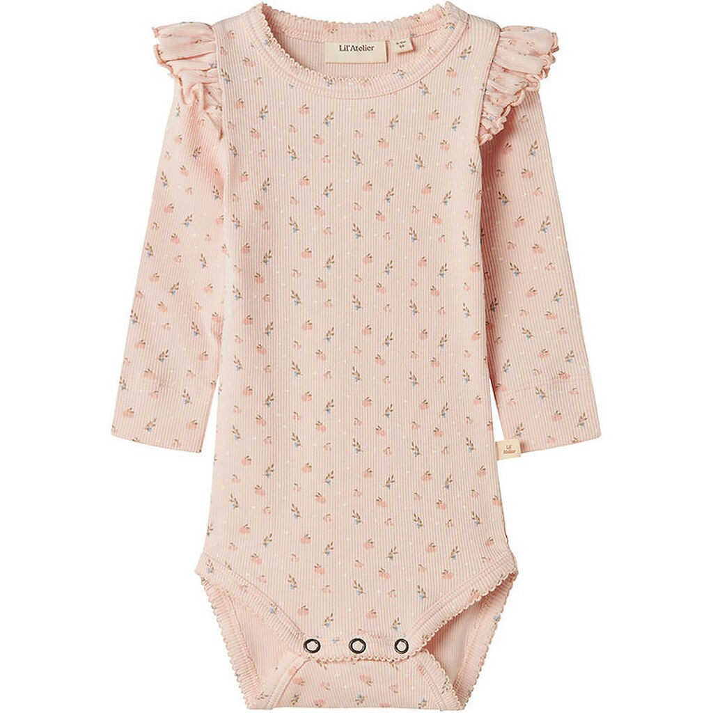 Lil' Atelier Body l/æ - Rib - NbfGago - Peach Blush m. Blomster