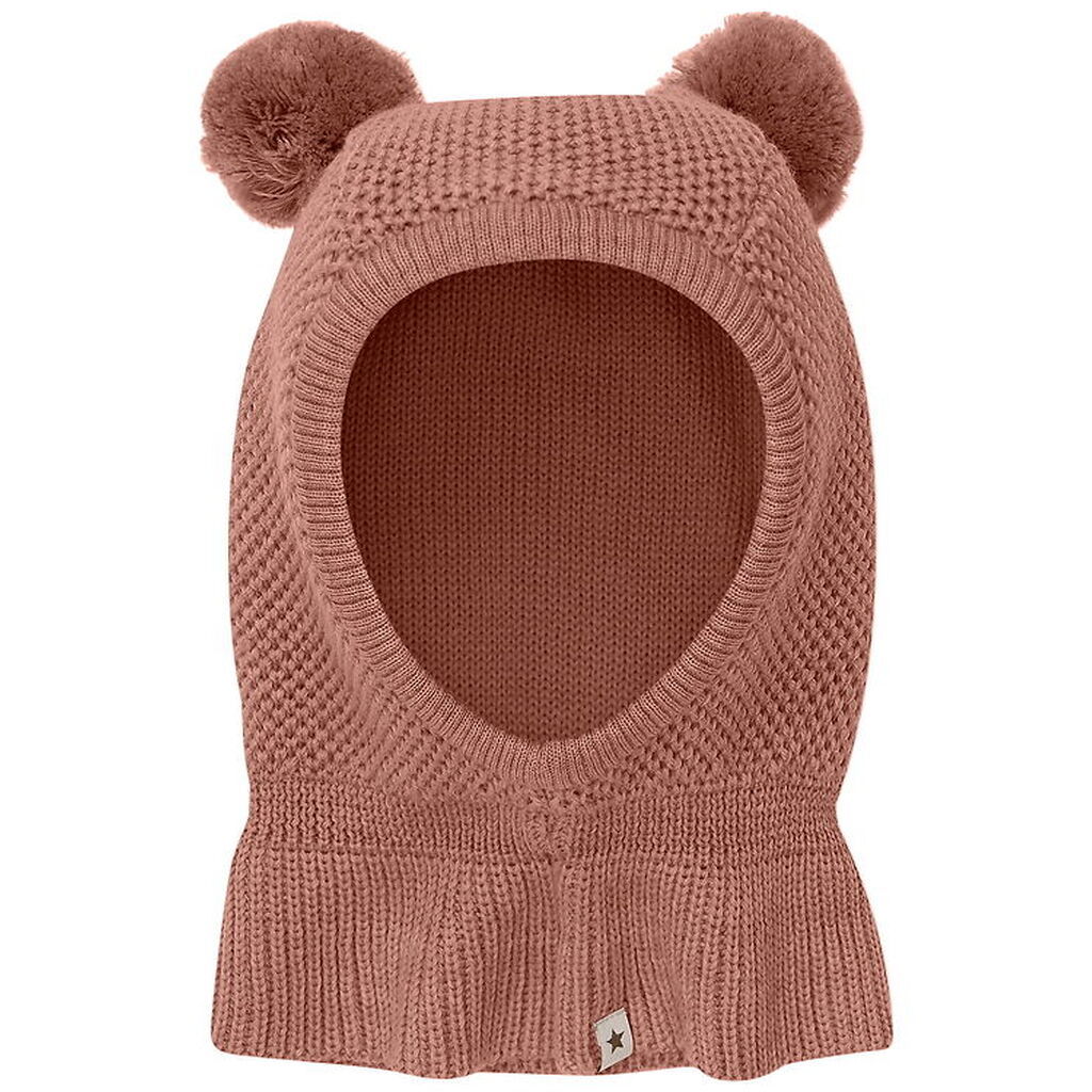 Huttelihut Elefanthue - Uld - Strik - 2-lags - Burlwood m. Kvast