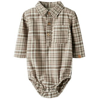 Lil Atelier Skjortebody l/æ - NbmRebel - Sepia Tint