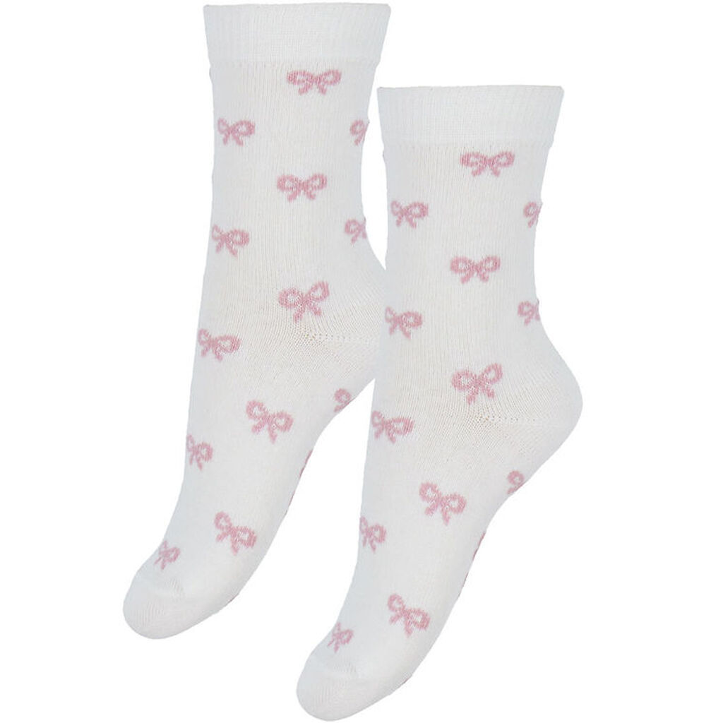 Fuzzies Strømper - 2-pak - Hvid/Rosa m. Sløjfer