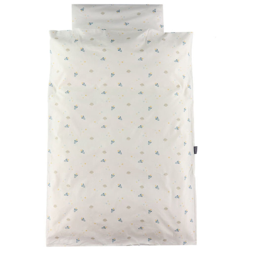 Nørgaard Madsens Sengetøj - Baby - Off-White m. Grå/Beige Rakett