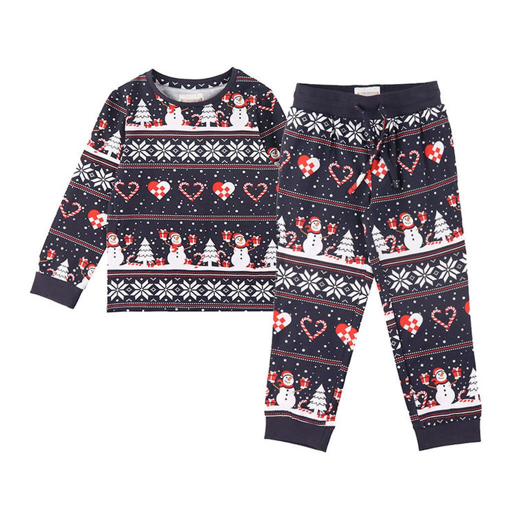 Jule-Sweaters Nattøj - Julehjerte Pyjamas - Navy