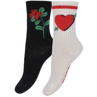 Mini Rodini Strømper - Rib - 2-pak - Arrowed Heart - Multi