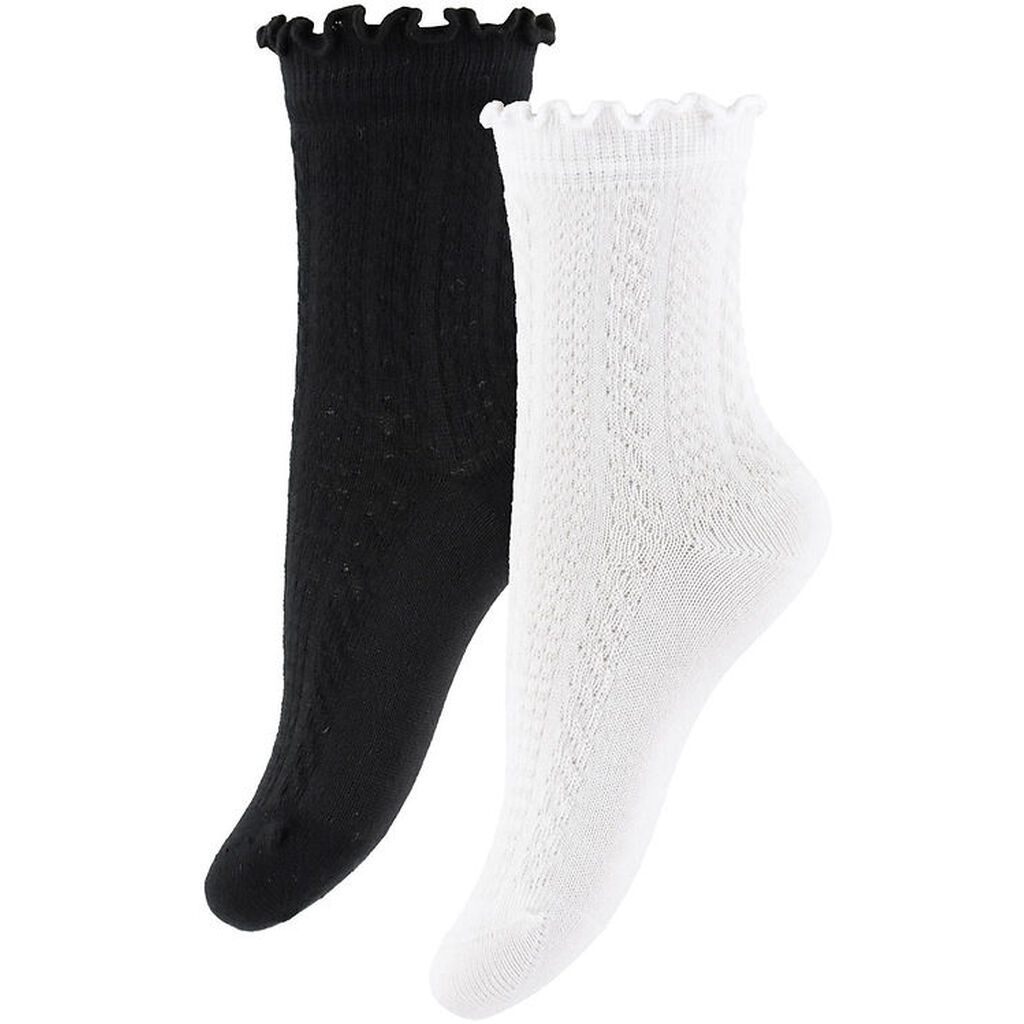 Creamie Strømper - 2-pak - Sort/Hvid m. Mønster