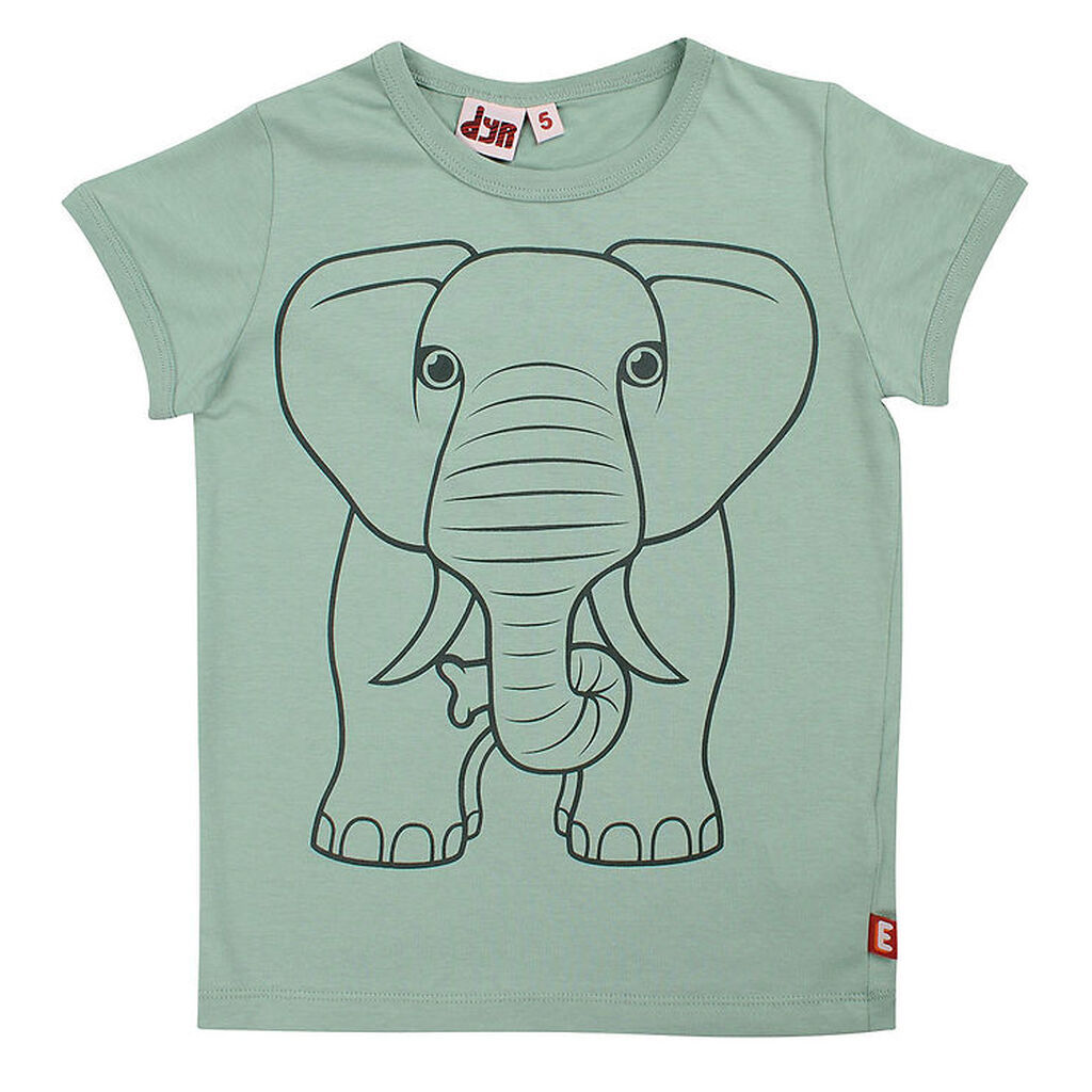 DYR T-shirt - DyrHide - Herb Green Outline Elefant