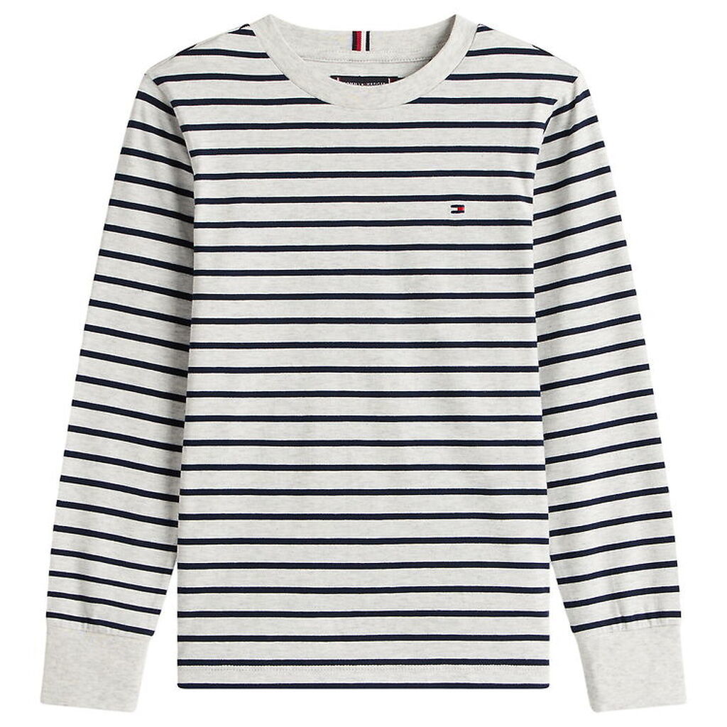 Tommy Hilfiger Bluse - Stripe - Light Grey Heather Stripe Grey